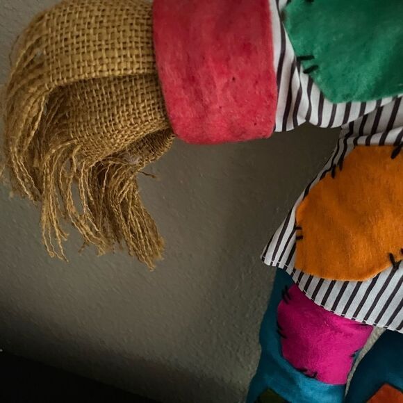 Vintage Handmade Fall Harvest Patchwork Scarecrow 20 inches tall - Picture 8 of 16